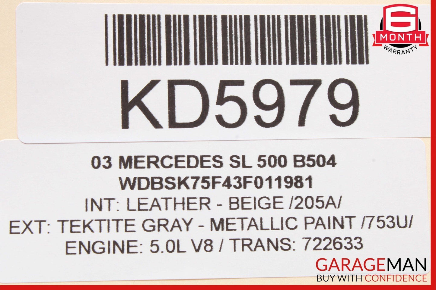 00-12 Mercedes R230 SL500 CLK500 Front Right Side Window Regulator Motor OEM