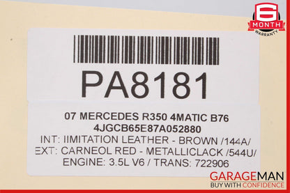 06-10 Mercedes W251 R350 Front Left Side Fender Wing Panel Cover Carneol Red