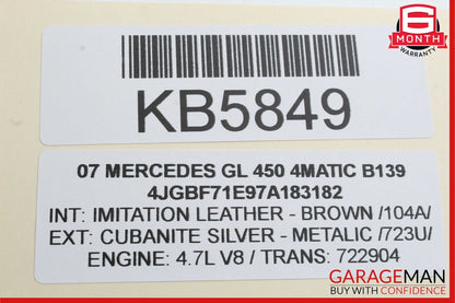 06-12 Mercedes X164 GL450 4MATIC Rear Left/Right Side Quarter Glass Window Motor
