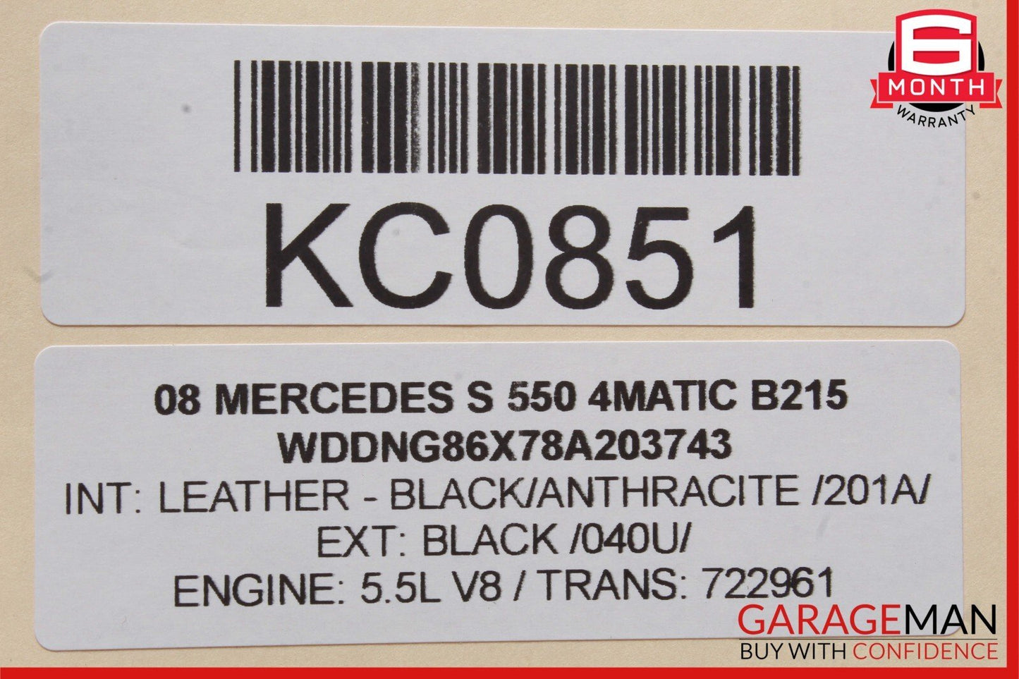 07-09 Mercedes W221 S550 S450 Rear Overhead Vanity Mirror Grey 2218101817 OEM