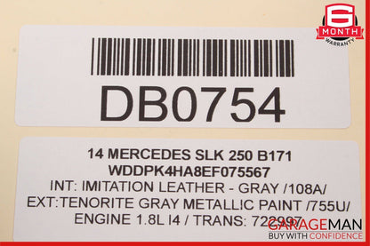 12-16 Mercedes R172 SLK250 SLK300 Front Left Side Upper Seat Cushion Gray OEM