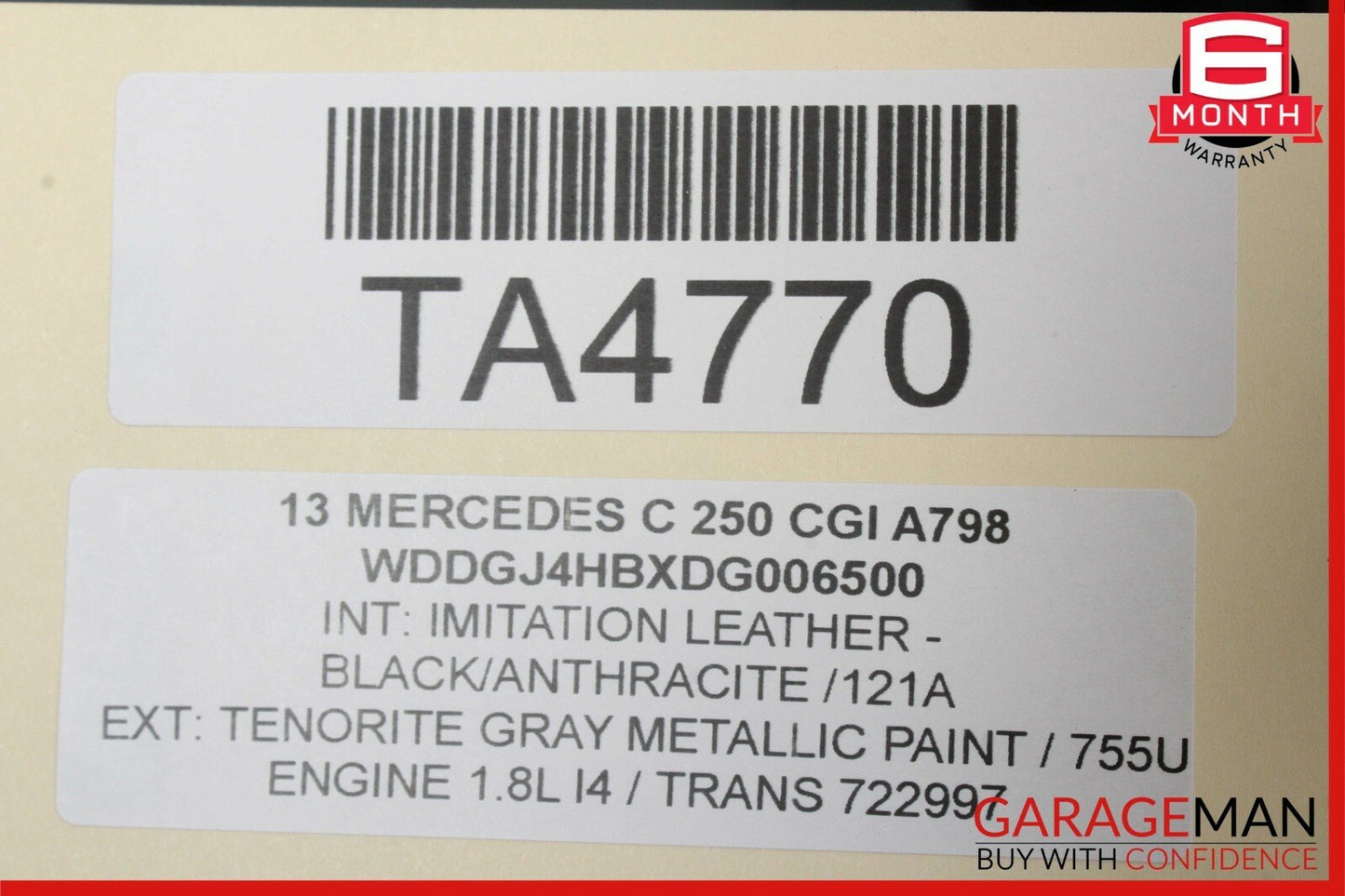 12-14 Mercedes W204 C250 C350 Coupe Front Left Exterior Door Shell Frame Gray
