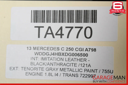 12-14 Mercedes W204 C250 C350 Coupe Front Left Exterior Door Shell Frame Gray