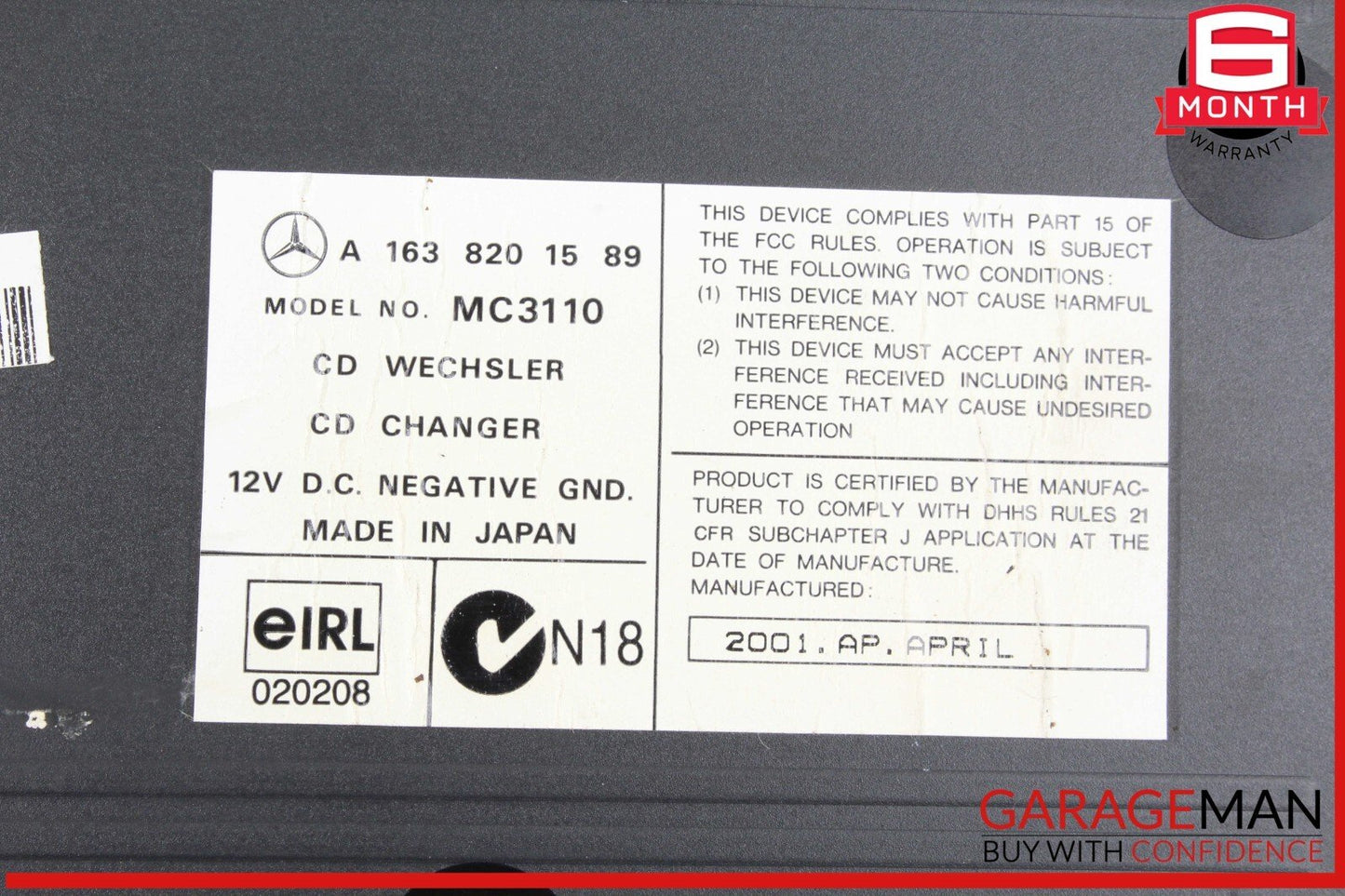 98-05 Mercedes W163 ML320 ML55 AMG CD Changer 6 Disk Player OEM