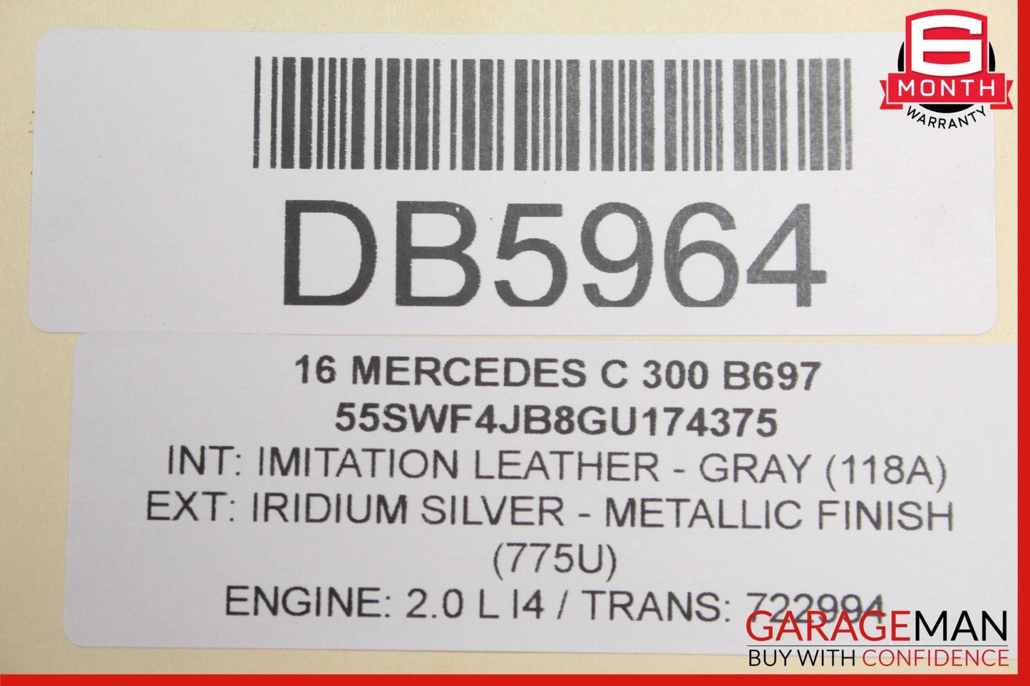 15-16 Mercedes W205 C300 C350e Rear Right Side Interior Door Panel Assy Gray