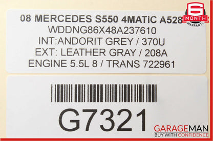 07-13 Mercedes W221 S550 Front Right Side Exterior Door Handle Keyless Go Grey