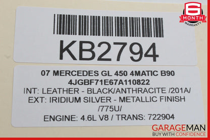 06-12 Mercedes X164 GL450 4MATIC ML350 Keyless Go Control Module 1648205526 OEM