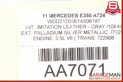 10-13 Mercedes W212 E350 Front Left Side Exterior Door Handle Assembly Silver