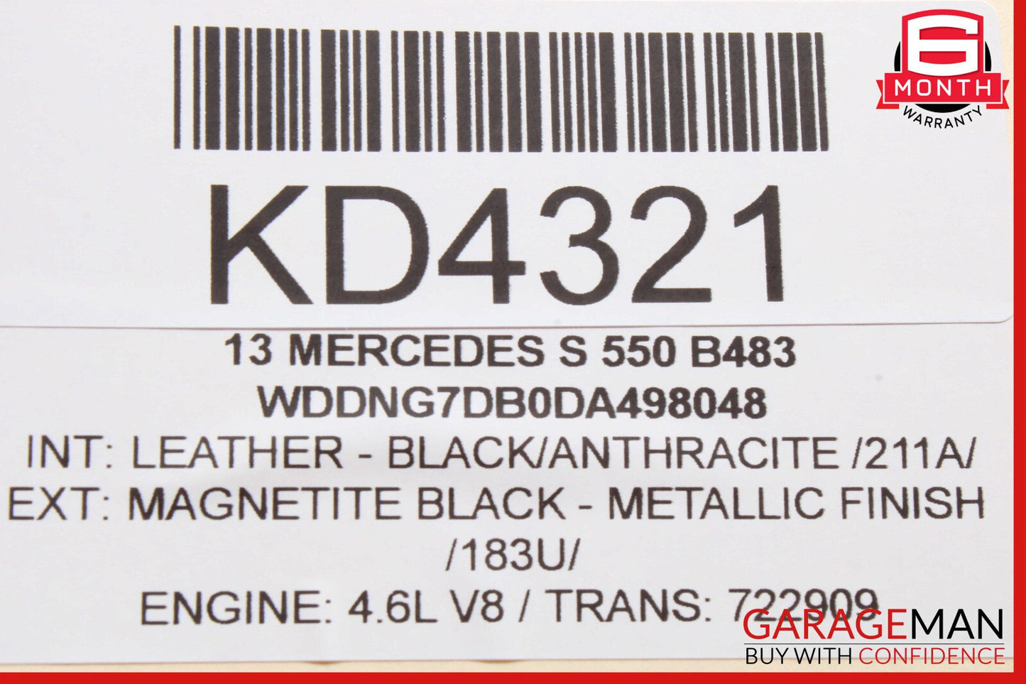 07-13 Mercedes W221 S550 S600 Window Regulator Motor Rear Left Driver Side OEM