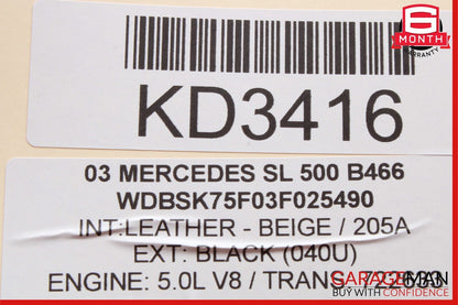 03-12 Mercedes R230 SL550 SL55 AMG Rear Left Side Quarter Window Glass OEM