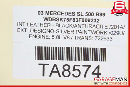03-08 Mercedes R230 SL500 Rear Right Convertible Roof Top Hinge Cover OEM