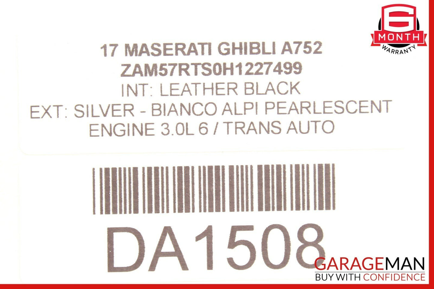 14-17 Maserati Ghibli Rear Left Side Interior Door Panel Cover Assembly Black