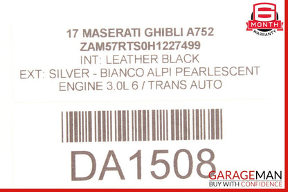 14-17 Maserati Ghibli Rear Left Side Interior Door Panel Cover Assembly Black