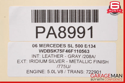 03-08 Mercedes R230 SL500 SL65 Left Convertible Hard Roof Top Hinge Assembly