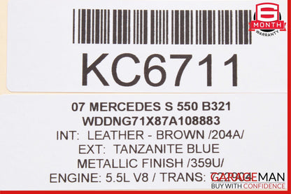 07-13 Mercedes W221 S550 Front Right Exterior Door Handle Keyless Go Blue