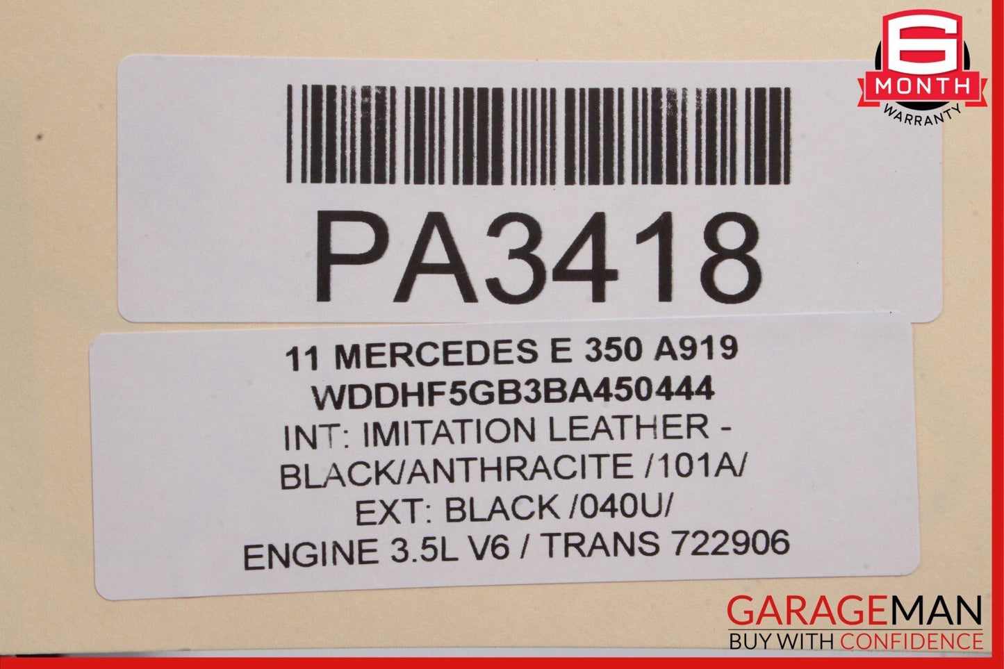 10-16 Mercedes W212 E500 Rear Right Passenger Side Exterior Door Shell Black OEM
