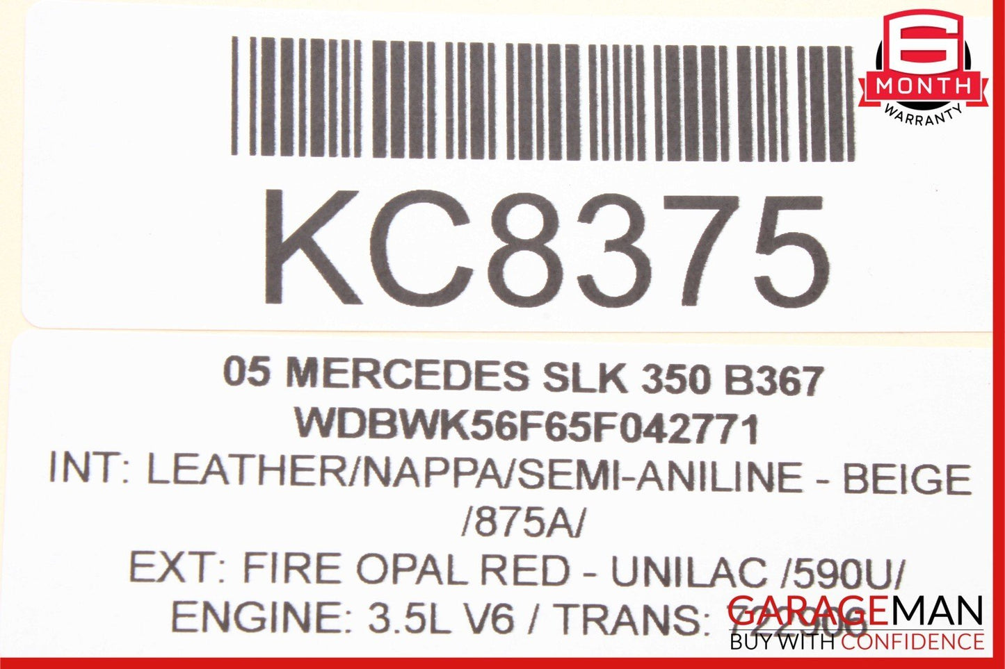 05-11 Mercedes R171 SLK280 SLK350 Convertible Top Right Trunk Lid Cylinder OEM