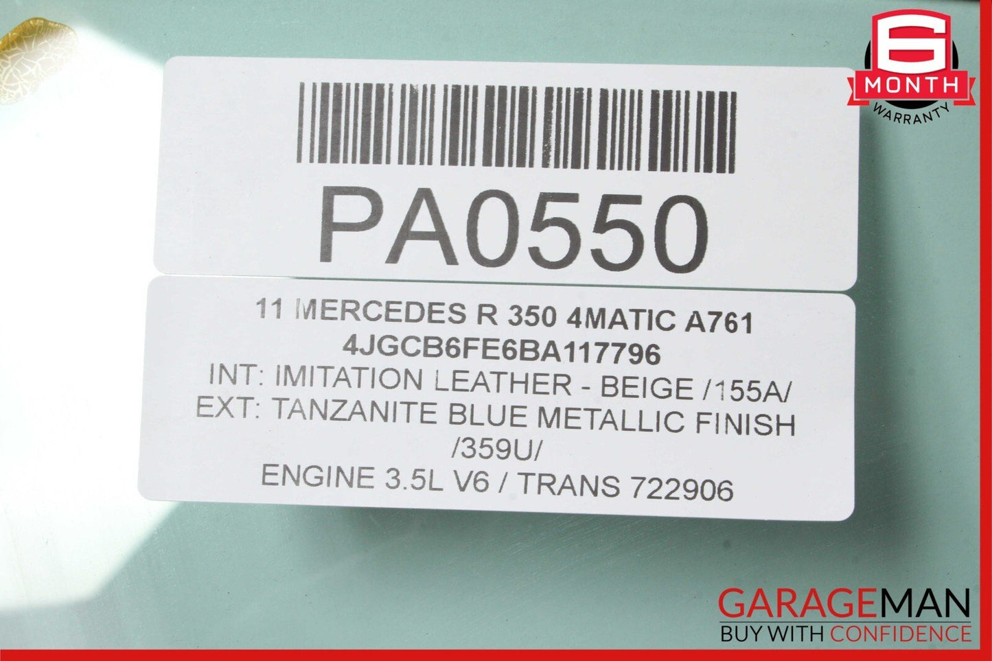 06-11 Mercedes W251 R350 R550 Front Right Passenger Side Door Window Glass OEM