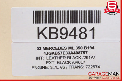 98-05 Mercedes W163 ML350 ML500 Rear Right Side Exterior Door Handle Black OEM