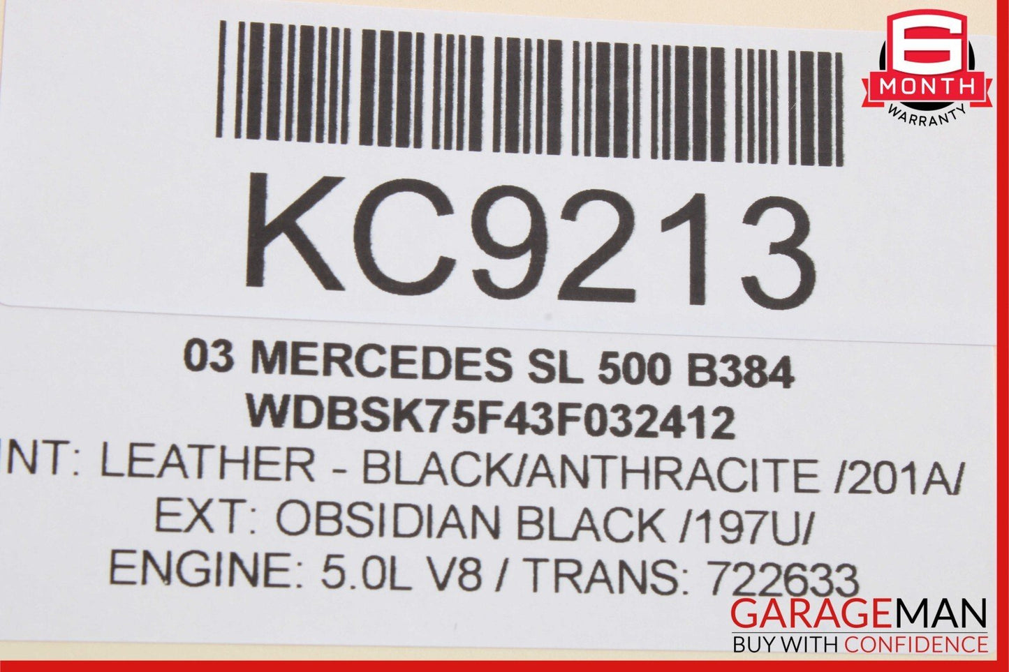 03-12 Mercedes R230 SL500 SL55 AMG Left Trunk Lock Frame Cylinder 2307901371 OEM