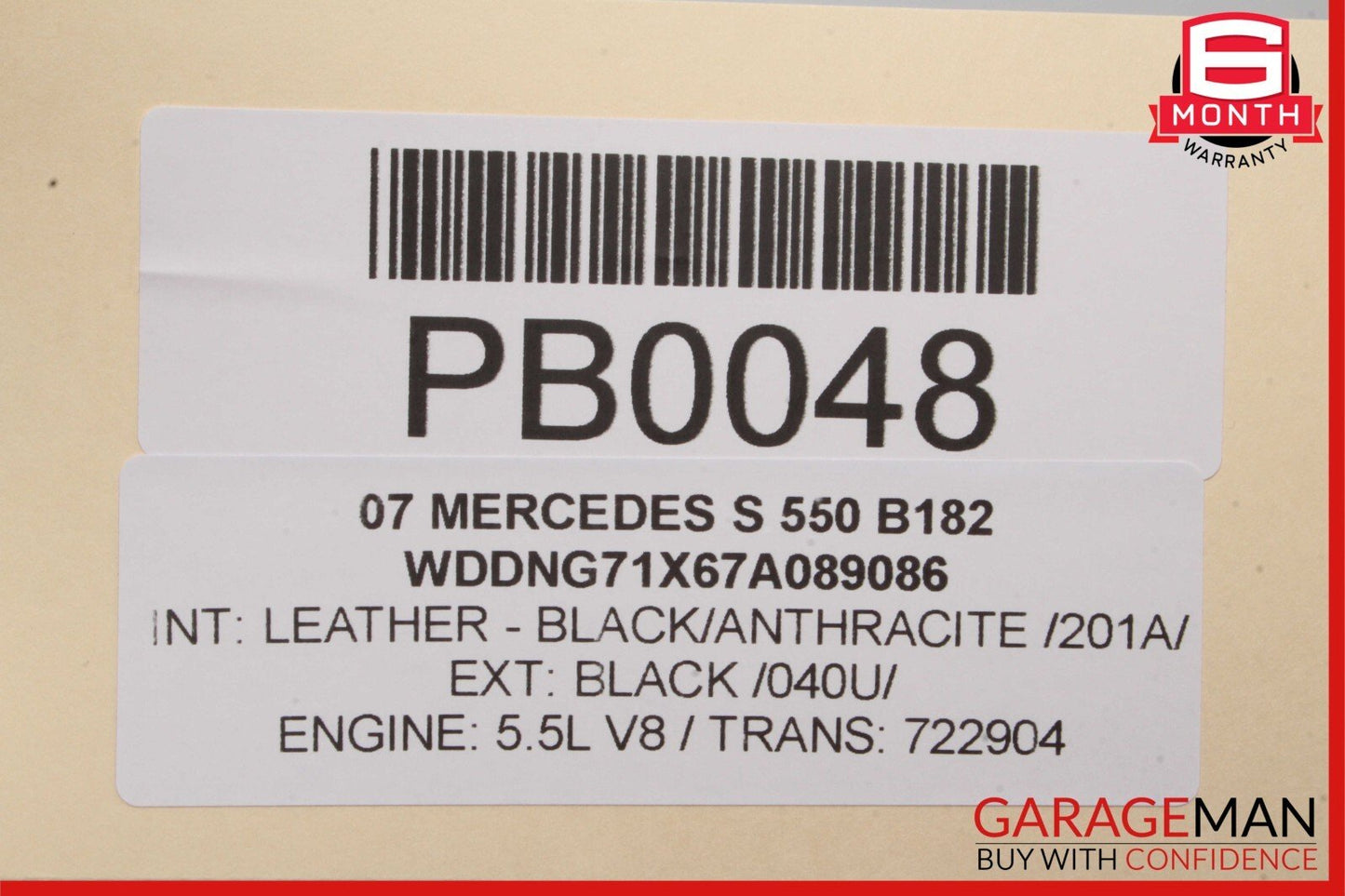 07-09 Mercedes W221 S550 Front Right Passenger Side Interior Door Panel Black