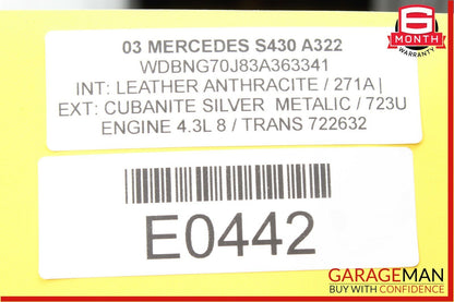 00-06 Mercedes W220 S430 Rear Left & Right Side Door Audio Sound Speaker Set OEM