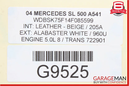 03-11 Mercedes R230 SL500 SL550 Rear Bumper Impact Crash Reinforcement Bar Rebar