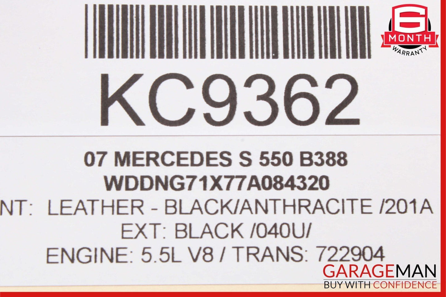 07-09 Mercedes W221 S550 Ash Tray Ashtray Lighter Compartment 2216801552 Black