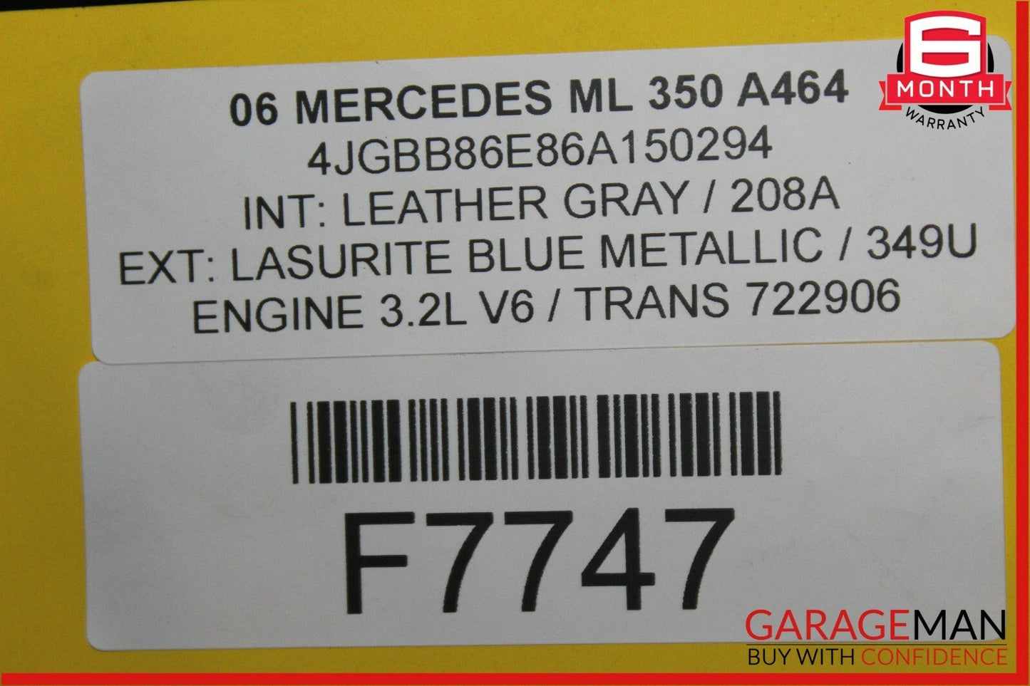 06-11 Mercedes W164 ML350 GL450 Front Engine Sub Frame Crossmember Cradle OEM