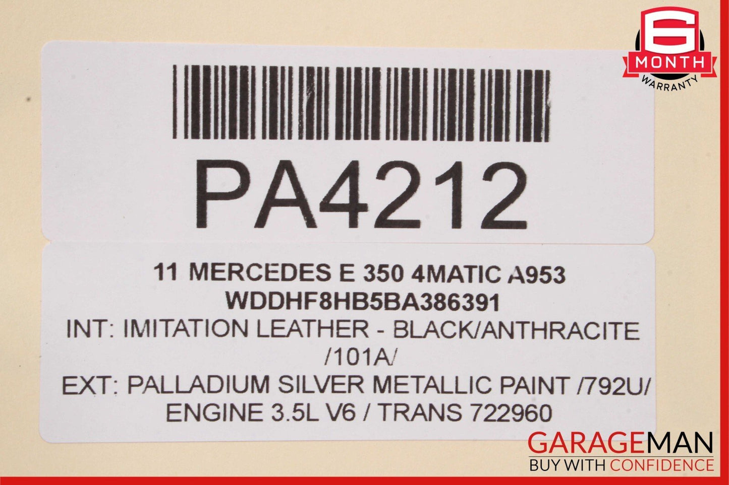 10-16 Mercedes W212 E350 E200 E400 Front Right Side Top Upper Seat Cushion Black