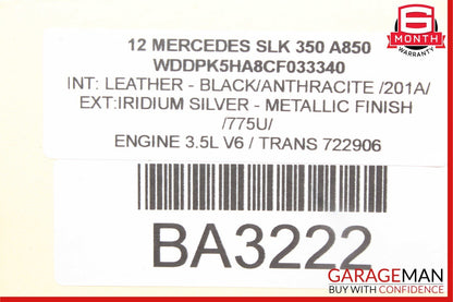 12-20 Mercedes R172 SLK350 SLC180 Front Right Side Seat Belt Seatbelt Retractor