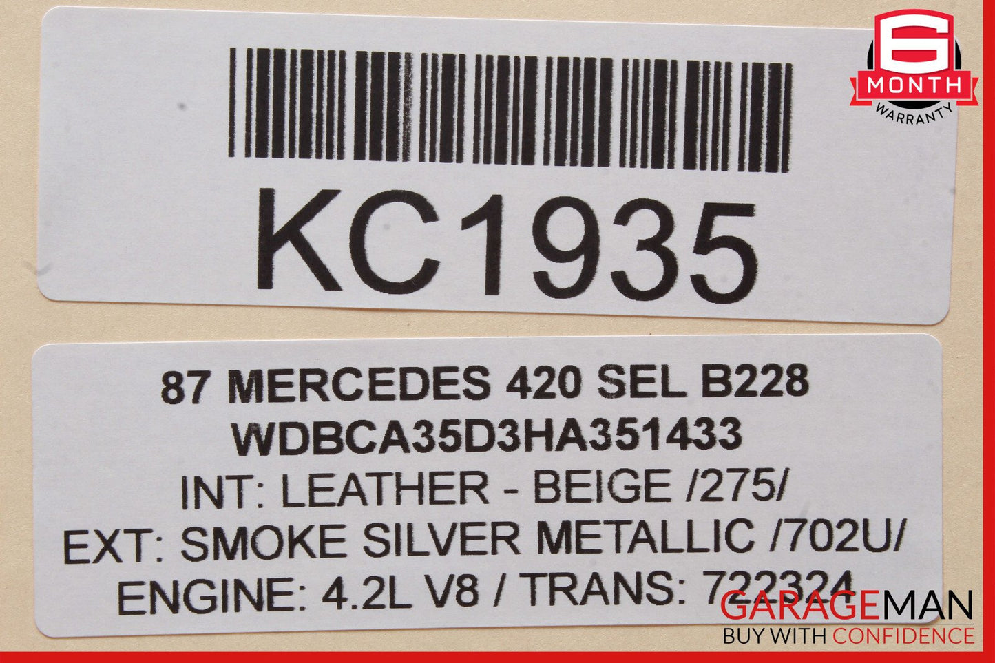 86-91 Mercedes W126 420SEL Front Right Headlight Head Light Lamp OEM