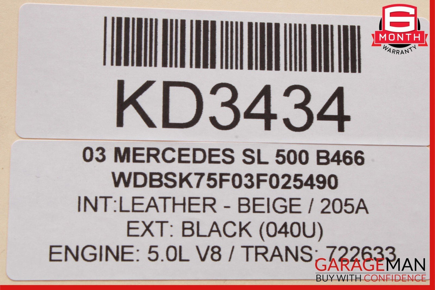 03-08 Mercedes R230 SL500 Rear Left Seat Belt Retractor Luggage w/ Speaker Beige