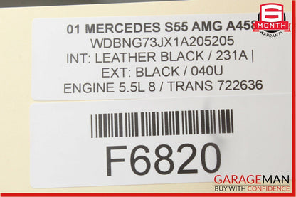 00-06 Mercedes W220 S55 Rear Right Passenger Side Window Regulator Motor OEM