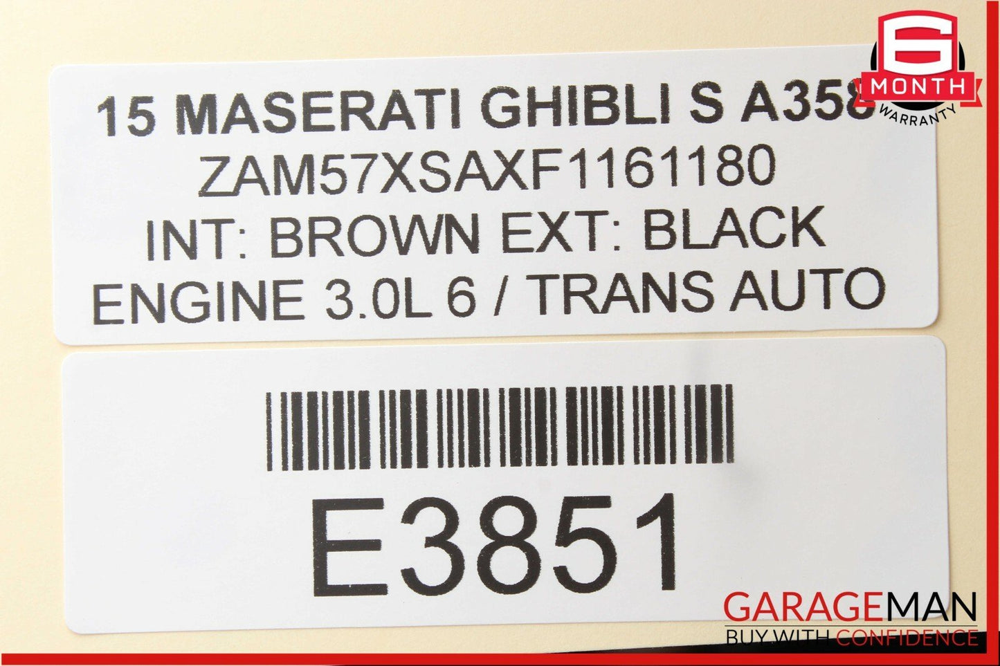 14-17 Maserati Ghibli Rear Left Driver Side Complete Interior Door Panel Black