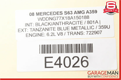 07-13 Mercedes W221 S63 AMG Rear Right Side Exterior Door Handle Keyless Go Blue