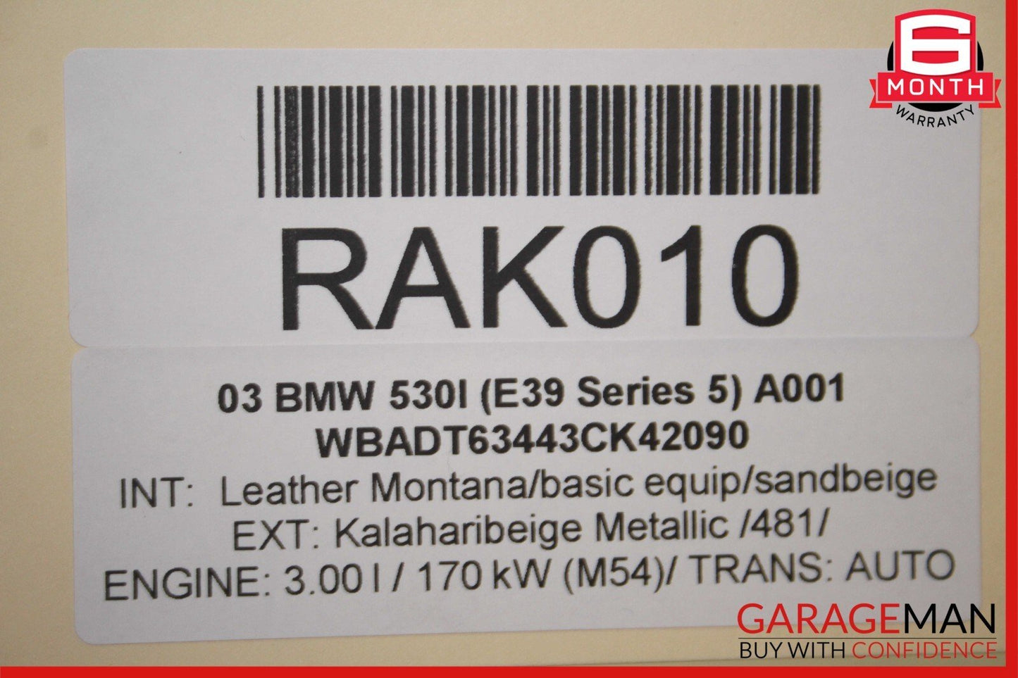 97-03 BMW E39 530i 525i 528i  Interior Overhead Dome Reading Light Lamp OEM