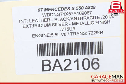 07-09 Mercedes W221 S550 Interior Top Upper Rear View Inside Dim Mirror Gray OEM