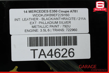 10-17 Mercedes W207 E350 Coupe E400 E550 C250 C350 Sunroof Center Window Glass