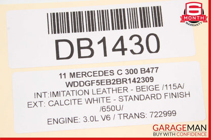 08-14 Mercedes W204 C300 C350 Rear Left Side Interior Door Panel Assembly Beige