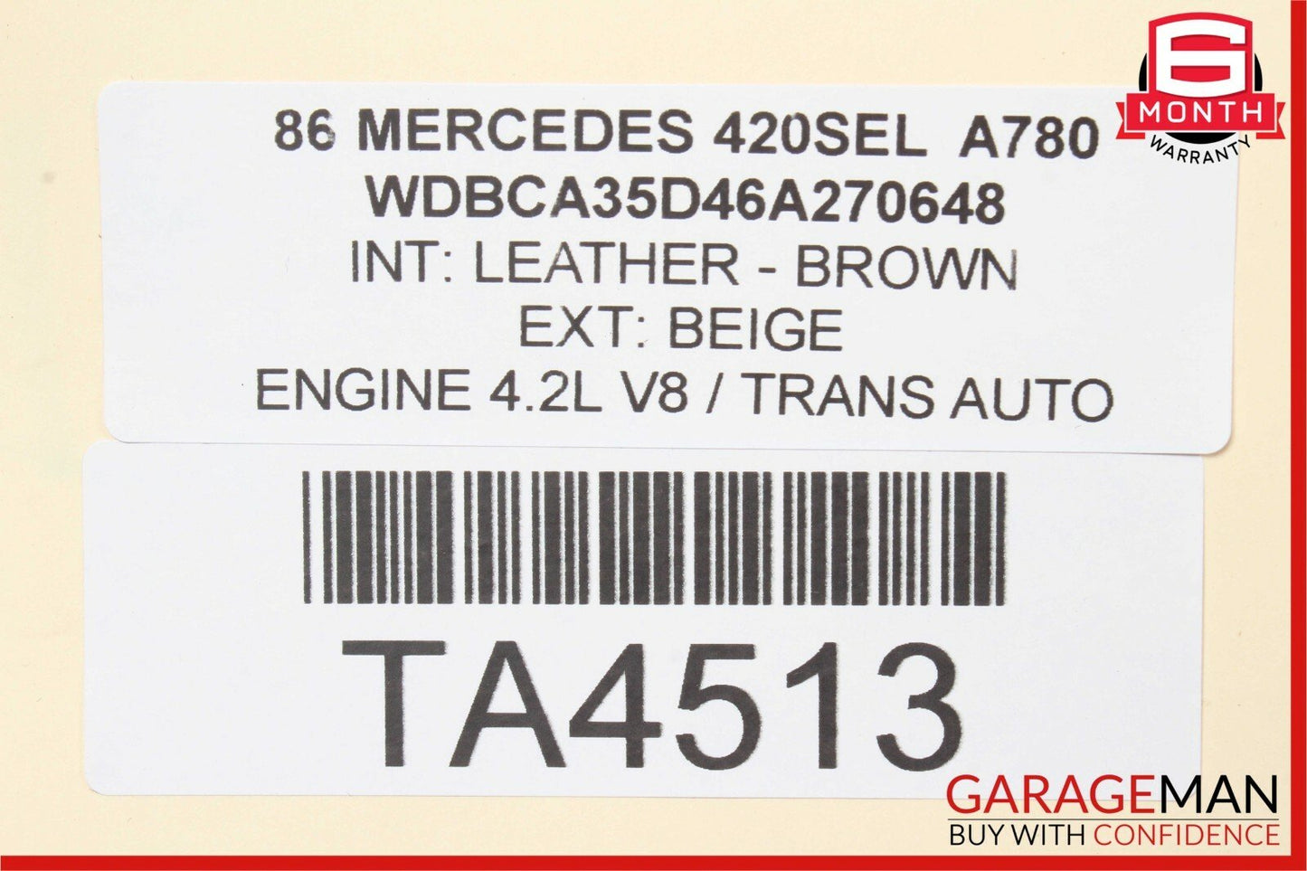 86-91 Mercedes W126 420SEL Front Right Side Door Shell Panel Assembly Beige OEM