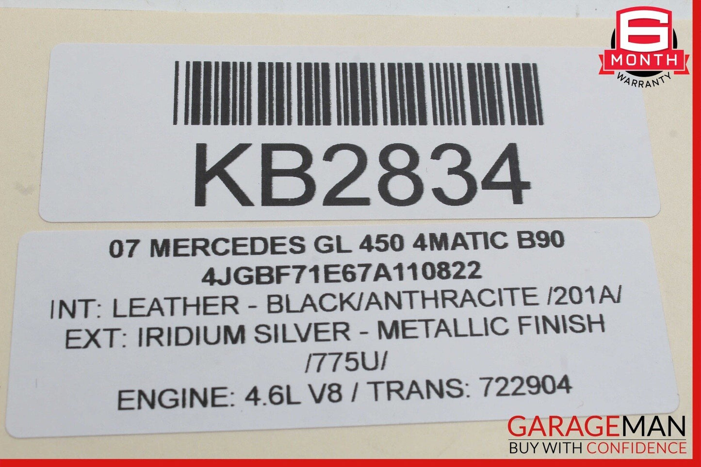 07-09 Mercedes X164 GL450 4MATIC Rear Left Side Taillight Tail Light Lamp OEM