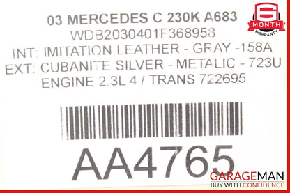 01-07 Mercedes W203 C230 C280 Sedan Rear Right Side Door Lock Latch Actuator