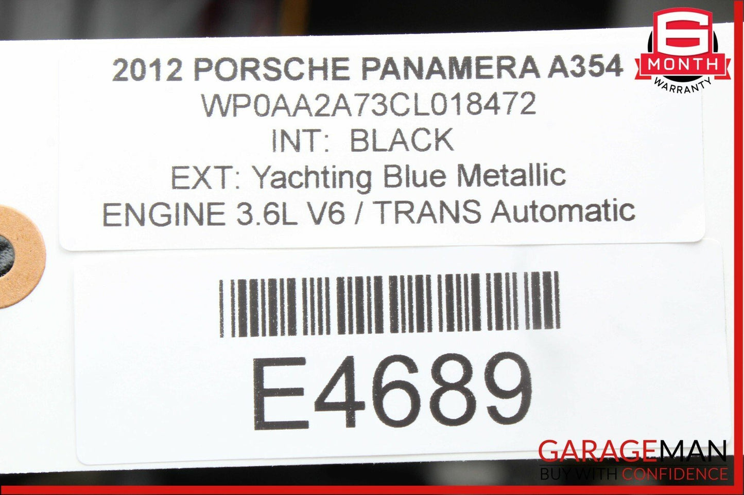 10-15 Porsche Panamera 970 Fuel Gas Injection Rail OEM