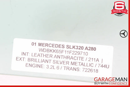 01-04 Mercedes R170 SLK230 SLK320 Pilkington Front Right Side Door Window Glass