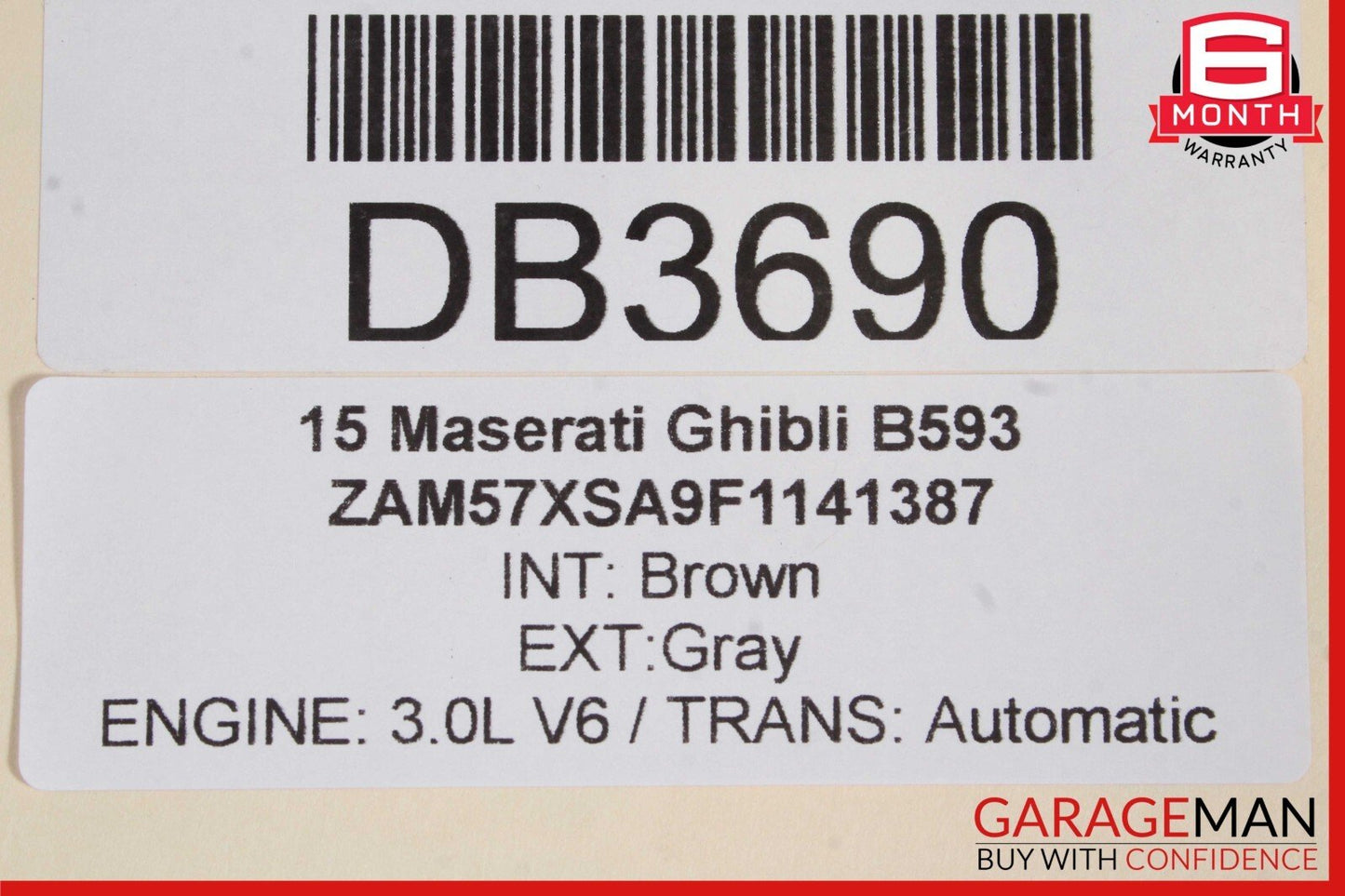 14-17 Maserati Ghibli M157 Front Right Side Top Upper Seat Cushion Cover Gray