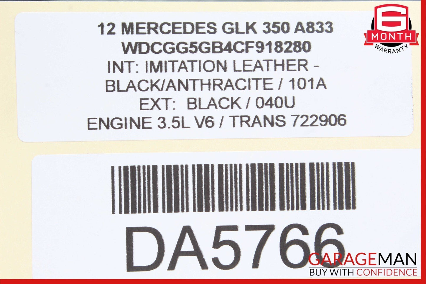 10-15 Mercedes X204 GLK350 Front Right Side Top Upper Seat Cushion Black