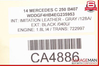 12-14 Mercedes W204 C250 C350 C300 Rear Left Side Exterior Door Handle Black OEM