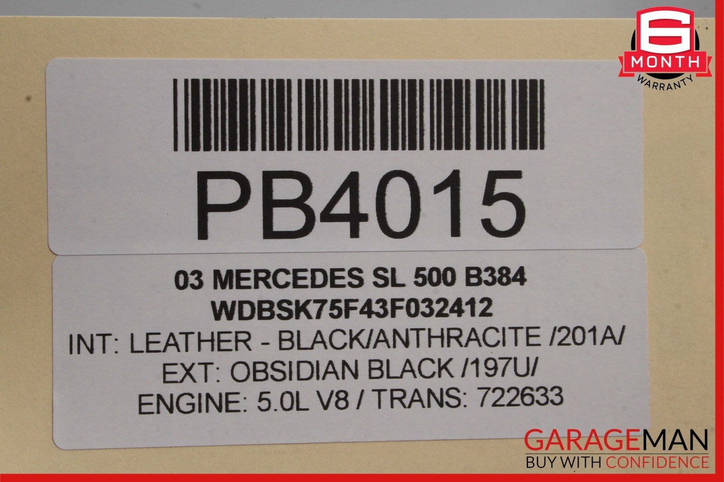 03-11 Mercedes R230 SL500 SL65 AMG Rear Windshield Back Window Auto Glass