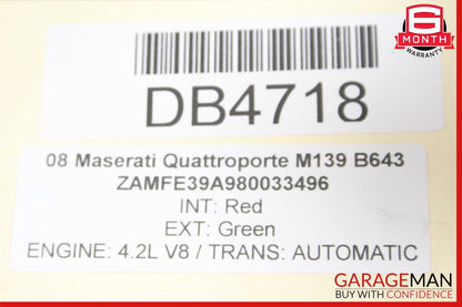 03-13 Maserati Quattroporte M139 Sunroof Guide Rail Frame Glass Track w/ Shade